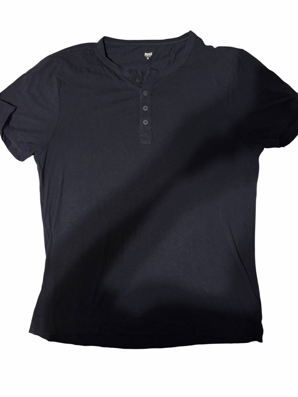 PAIGE Men's Black Short-Sleeve Henley Shirt